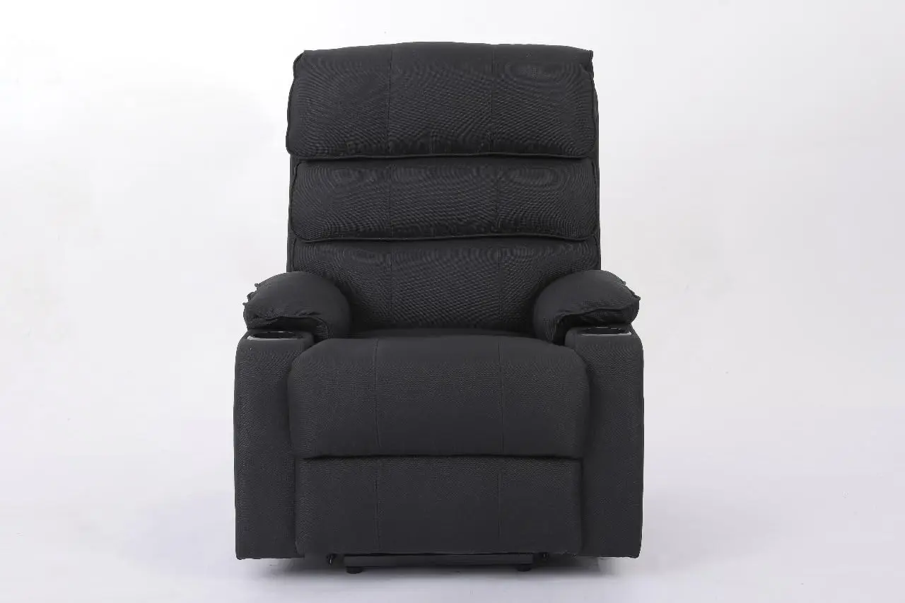كرسي استرخاء مخملي لكبار السن (يدوي، أسود)