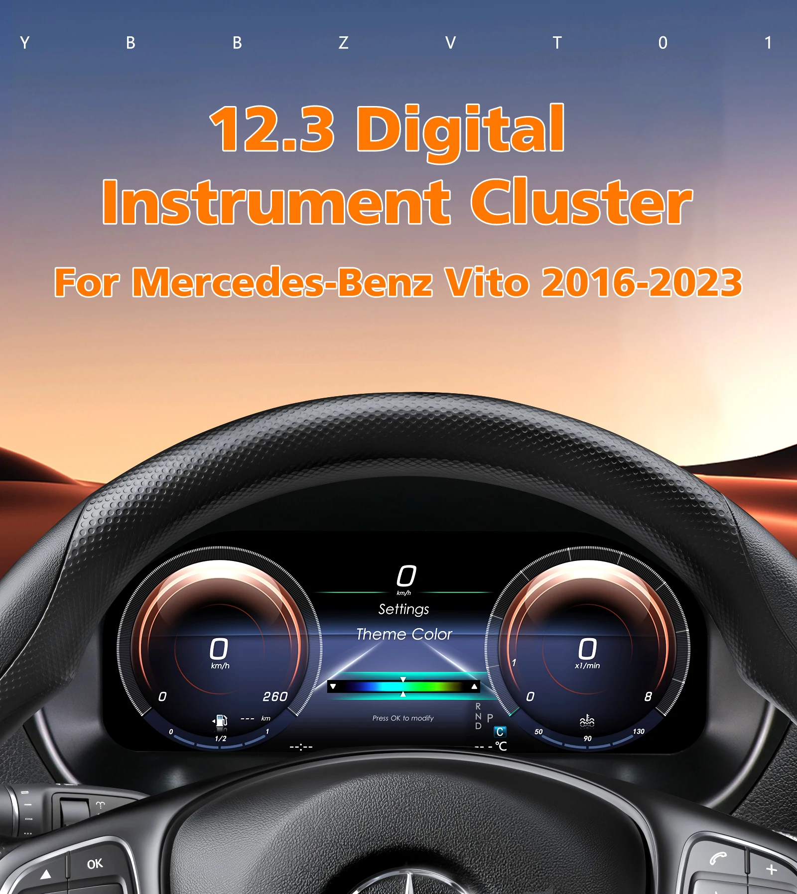 Panel de instrumentos digital Hizpo de 12.3'' para Mercedes-Benz Vito años 2016-2023, panel de control, modificación perfecta. 3