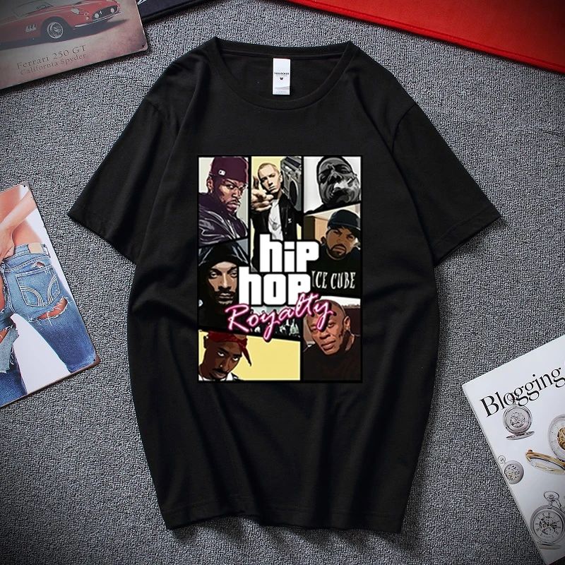 Summer Men /women T shirt Street Hip Hop Culture Dr Dre Eminem 2 Pac Biggie Top Rapper Print Personality Unisex T-Shirt Top Tees
