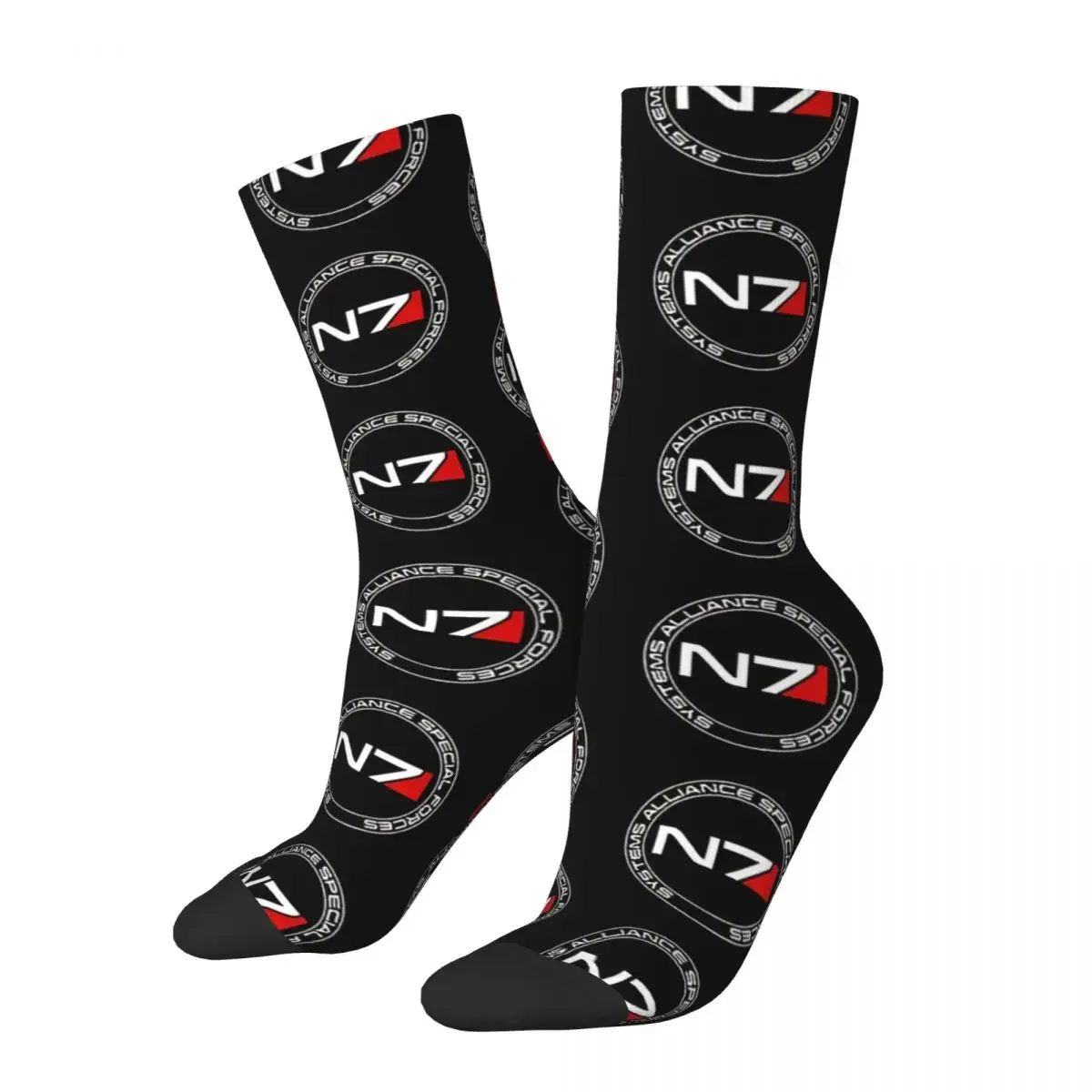 

Hip Hop Retro N7 Circle Crazy Men's Socks Mass Effect Game Unisex Harajuku Seamless Printed Novelty Happy Crew Sock Boys Gift