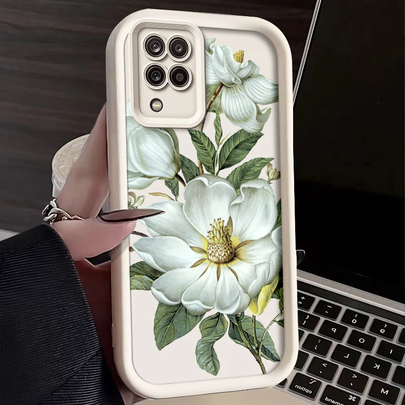 Floral Painted Silicone Phone Case - Anti-Drop Soft Cover
