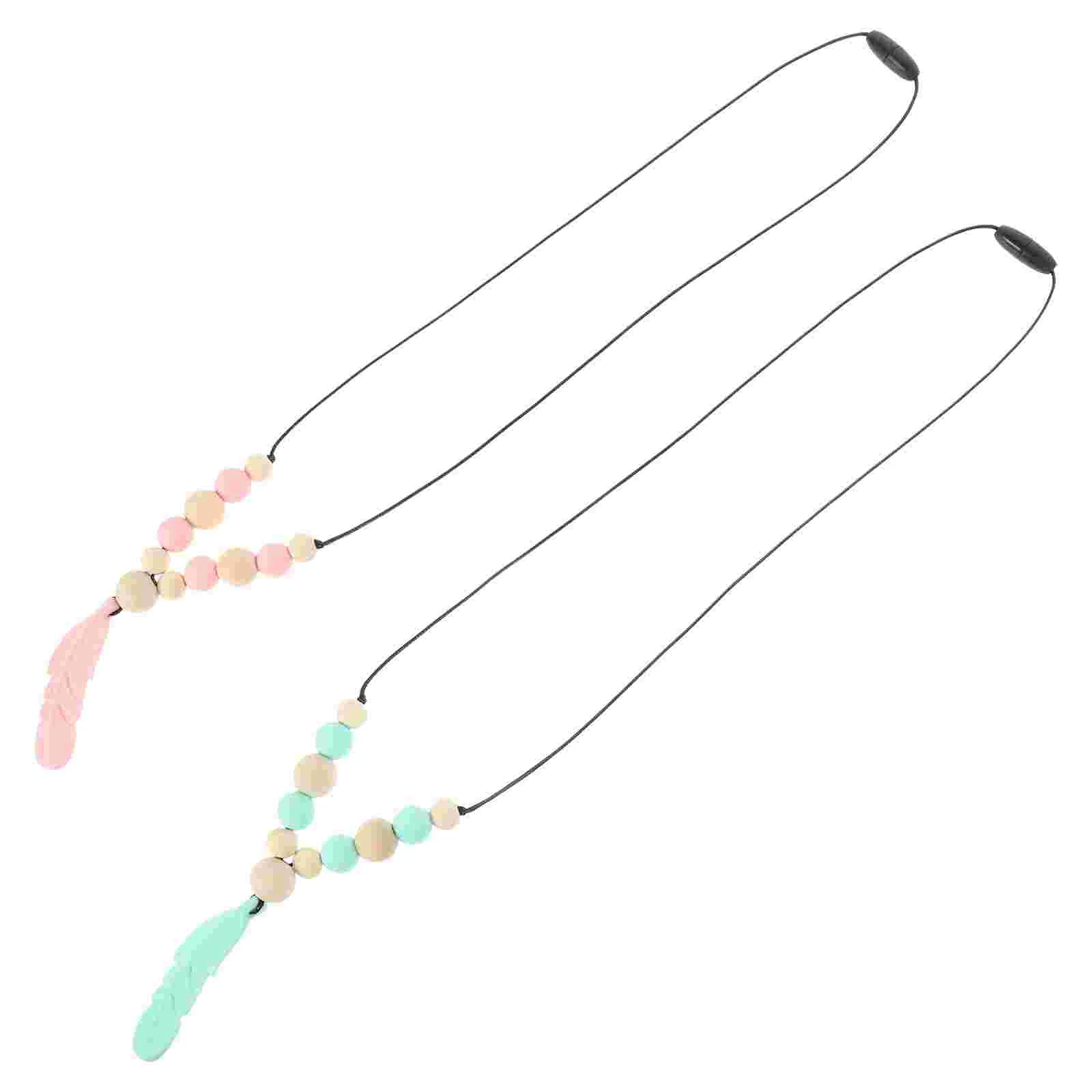 

2 Pcs Molar Necklace Toddler Chew Necklaces Infant Toys Kids Teethers Baby Sensory for 8-12 Silica Gel Child