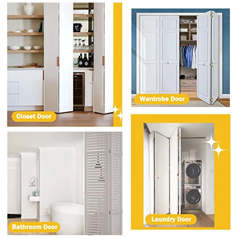 Bifold Door Hardware 2 Pack Bifold Door Hardware Kit Double Folding Door Metal Top Pivot Hardware Package For Bi-Fold Sliding Closet