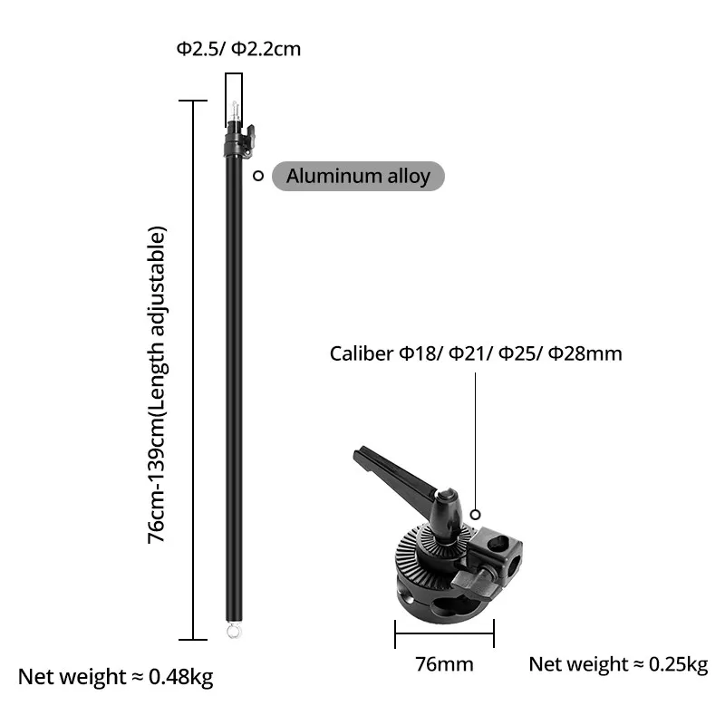 76-139cm / 30"-55" Studio Photo Telescopic Boom Arm Top Light w/ Sandbag for Speedlite / Mini Flash Strobe