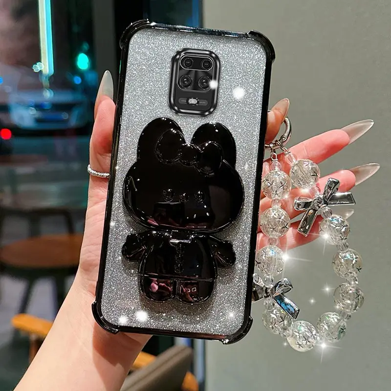 Cute Cat Bracket Lanyard Plating Phone Case Cover