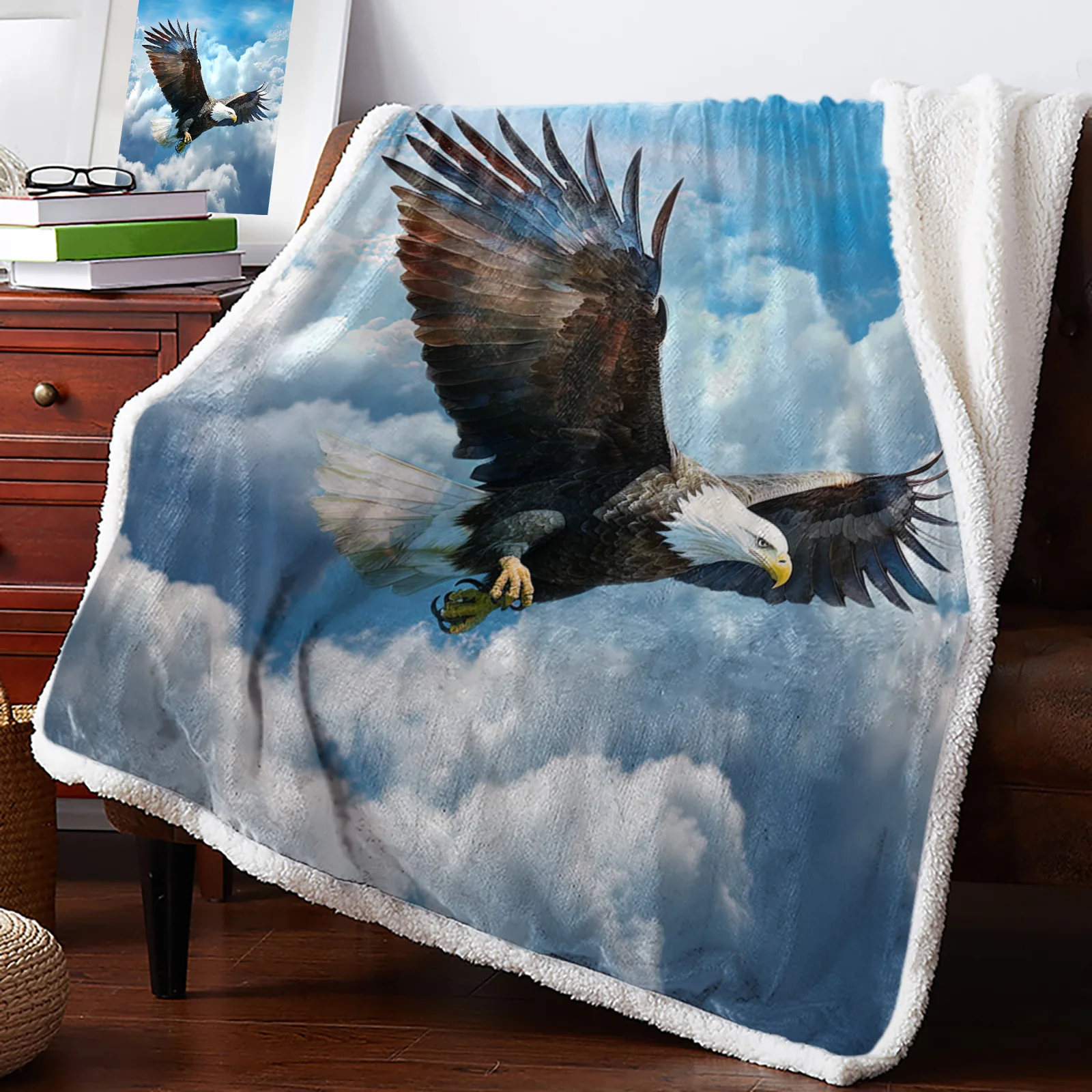 

Sky Clouds Eagle Blankets Winter Warm Cashmere Blanket Office Sofa Soft Throw Blanket Kids Bed Bedspread