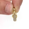 Fashion Metal Flip Flops Slipper Shoe Pendant Zircon Cold Plated DIY Necklace Keychain Beach Jewelry Accessories For Women Girls 2