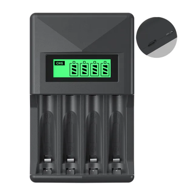 For AA/AAA Rechargeable Battery Charger LCD Display Portable Universal Adapter USB Cable Type C Interface Fast Charging Tool 1