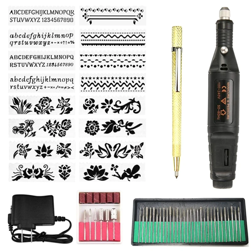 

Engraving Tool Kit, Electric Corded Engraver Pen DIY Rotary Tool For Glass Wood Ceramic Metal Plastic US Plug