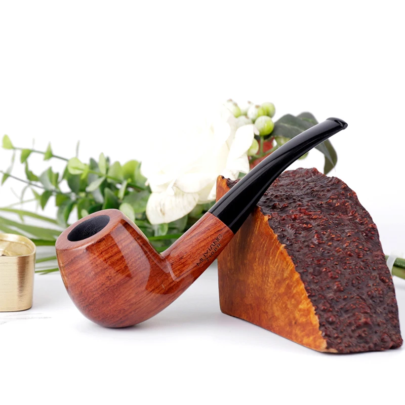MUXIANG 10 Clean Set Handmade Classic Wooden Rose Wood Tobacco Pipe With 9MM Filter For Smoking Cleaners Pipe Rack Premium Gifts