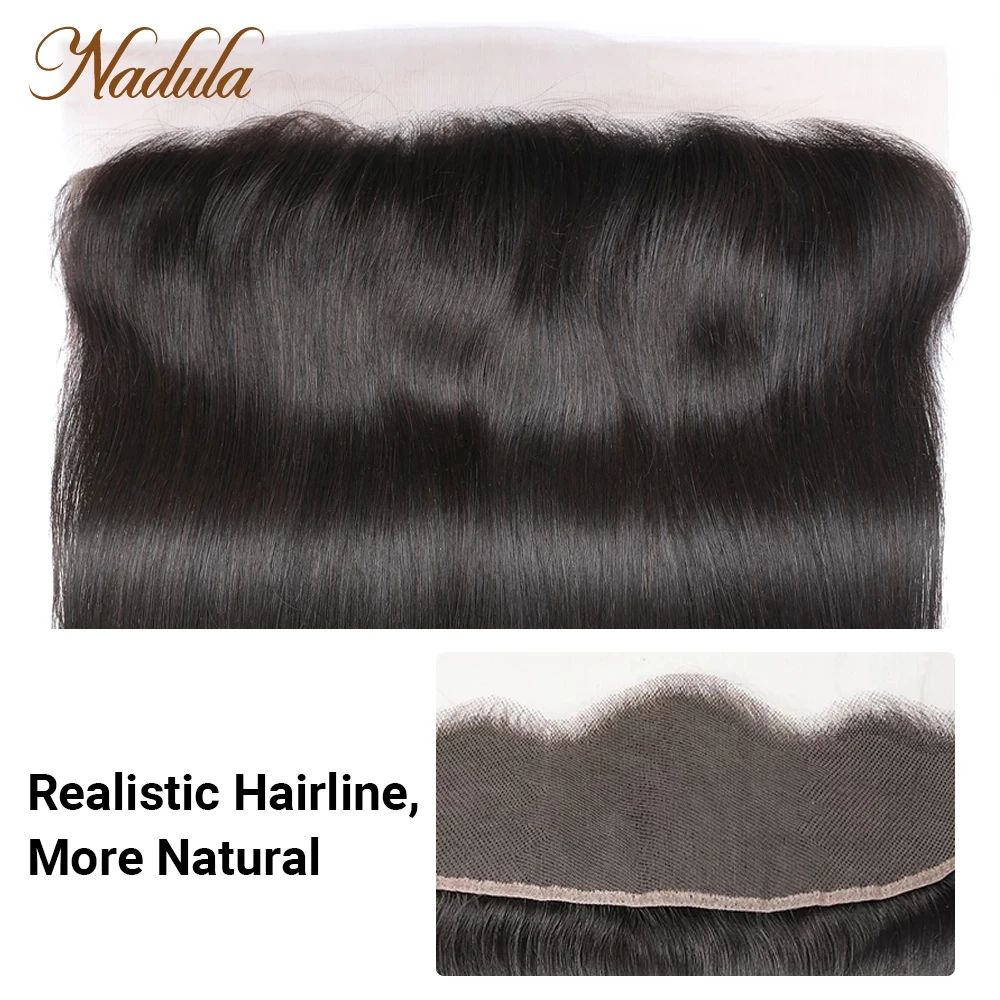 Nadula Straight Human Hair 13x4 Lace Frontal Closure Brazilian Straight Hair Frontal Swiss Lace Closure