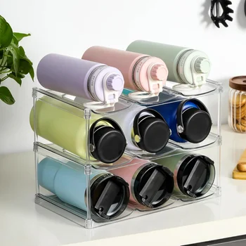 Stackable Large Capacity Water Bottle Storage Rack AdaptationStanleyLarge Diameter Insulated Cup Kitchen Living Room Cabinet Tra 1
