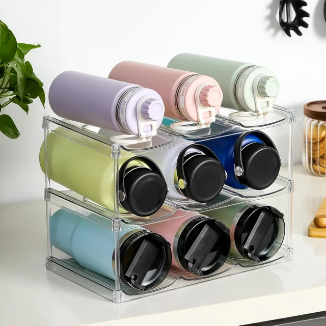 Stackable Large Capacity Water Bottle Storage Rack AdaptationStanleyLarge Diameter Insulated Cup Kitchen Living Room Cabinet Tra 1