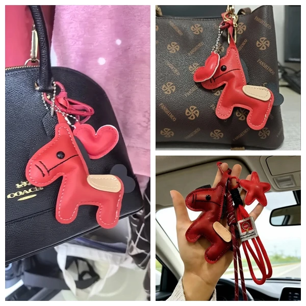 Braided Rope Keychain Leather Horse Bag Pendant Charm Fashion Bag Accessories for Handbag,Backpack Decors Car Keyring