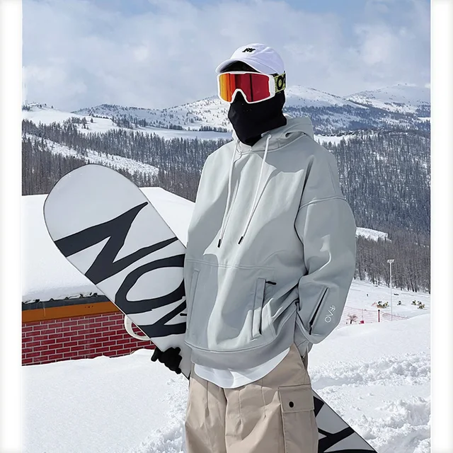 Oversize Grey Ski Hoodie Men Women For Windproof Waterproof Snow Hoodie Skiing Jacket Snowboarding Hoodie Jackets Ski Equipment 1