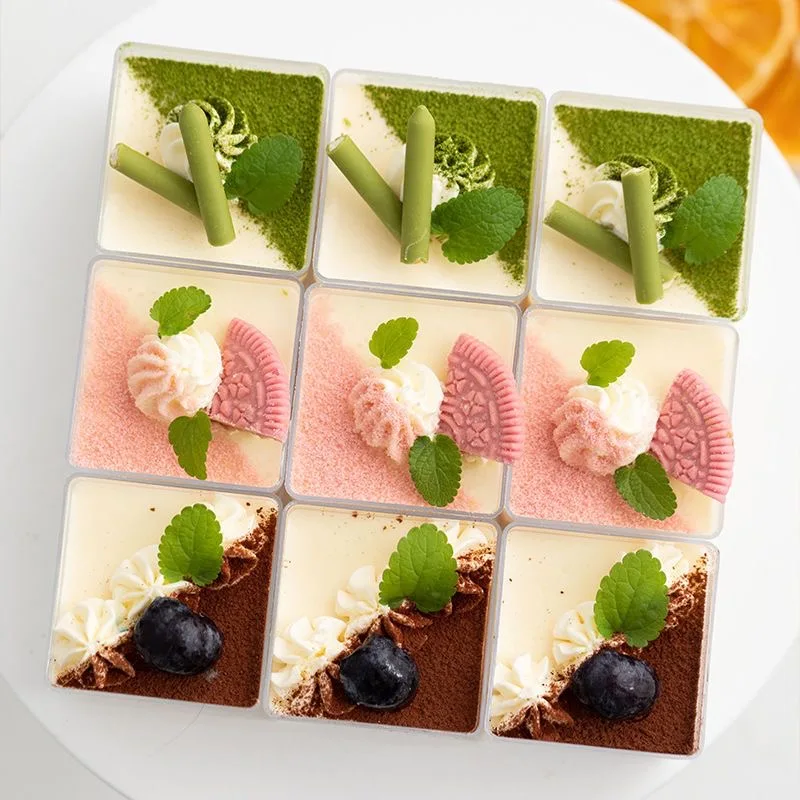 Square Plastic Mousse Dessert Cups 2OZ For Christmas Jelly Pudding Cups Yogurt Party Supplied Summer Kitchen Wedding 10/20PCS