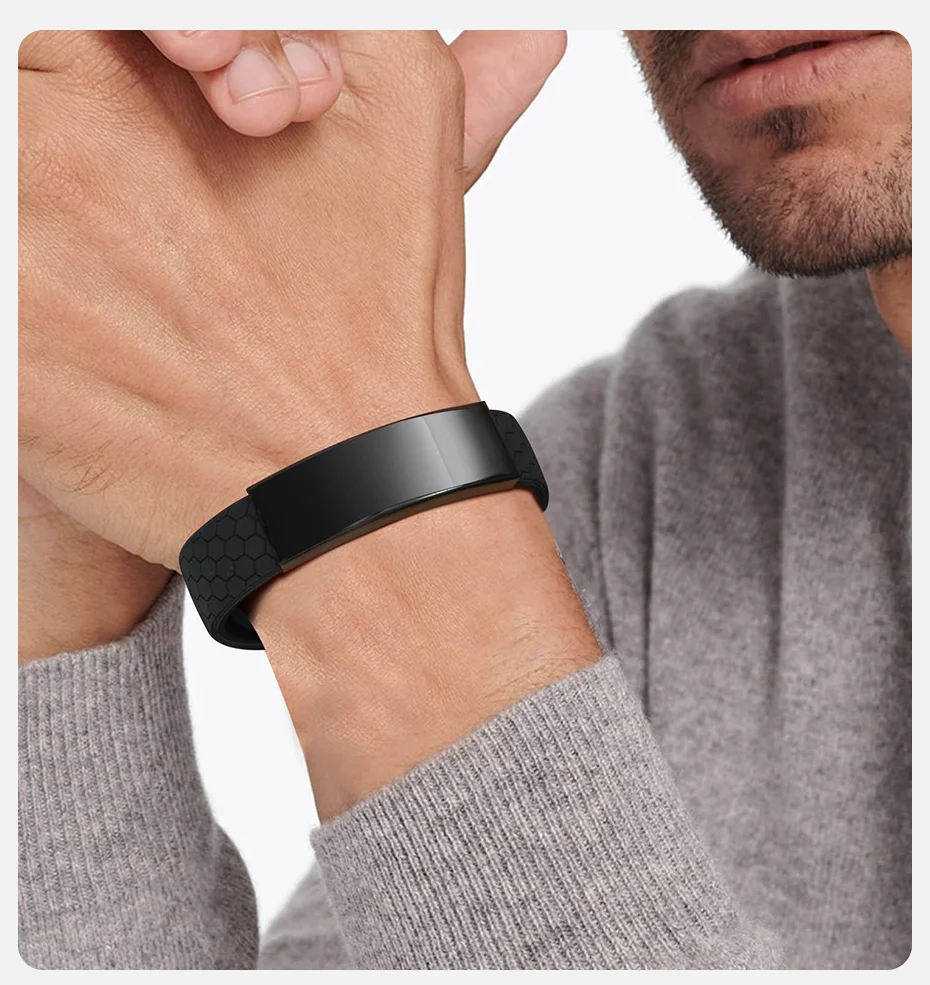 Vnox kostenlos personal isierte 16mm Silikon Armbänder für Männer Junge, anti statisches Gummiband mit Edelstahl Armreif, benutzer definierte Geschenk – Detail 3