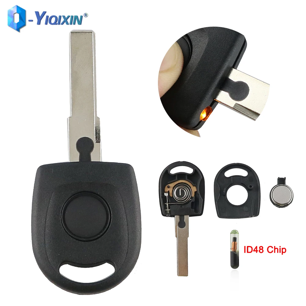 YIQIXIN HU66 Blade Blank Car Key Case ID48 Chip For VW Polo Golf for SEAT Ibiza Leon B5 Passat For SKODA Octavia With Light Fob yiqixin 3 button folding flip remote key 433mhz id46 pcf7941 chip for land rover range sport lr3 discovery with hu101 blade