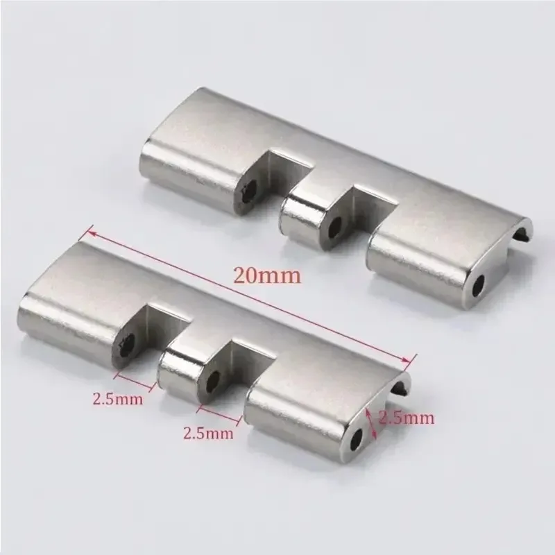 Premium Stainless Steel Curved End Adapter Bracelet Connector Link (2PCS) - Multiple Sizes Available