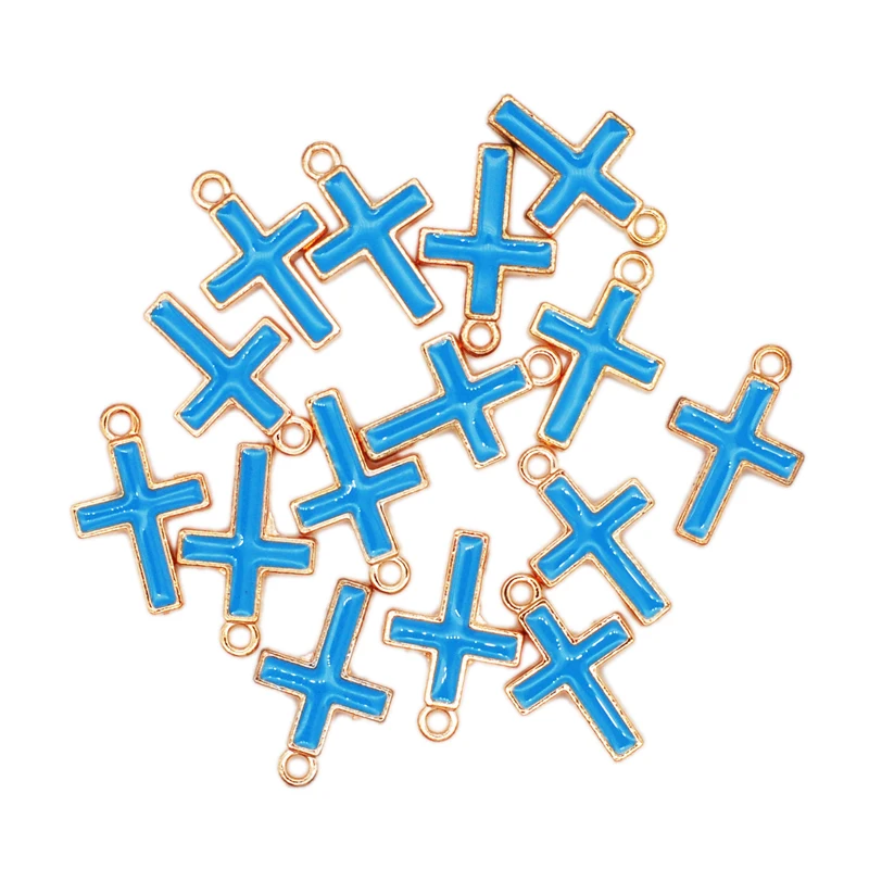 100pcs 4 Color Cute Enamel Cross Charms for Earrings Pendants For Necklaces Bracelets DIY Jewelry Making Accessories