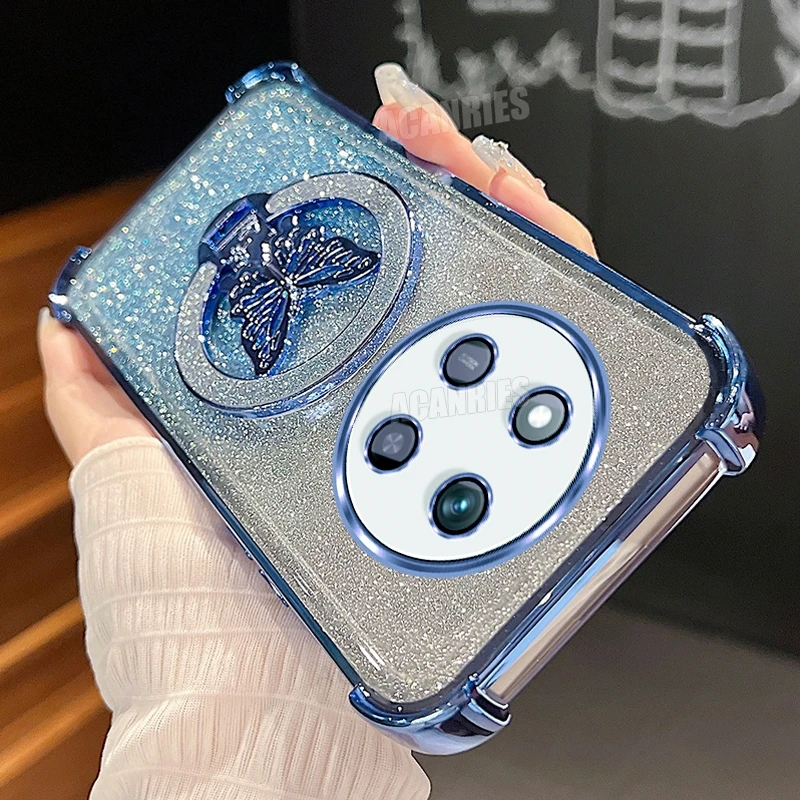 Glitter Butterfly Holder Plating Silicone Shockproof Case