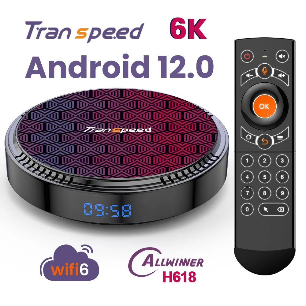 

ТВ-приставка Transpeed, Android 12, Allwinner h618, Wi-Fi, Wi-Fi