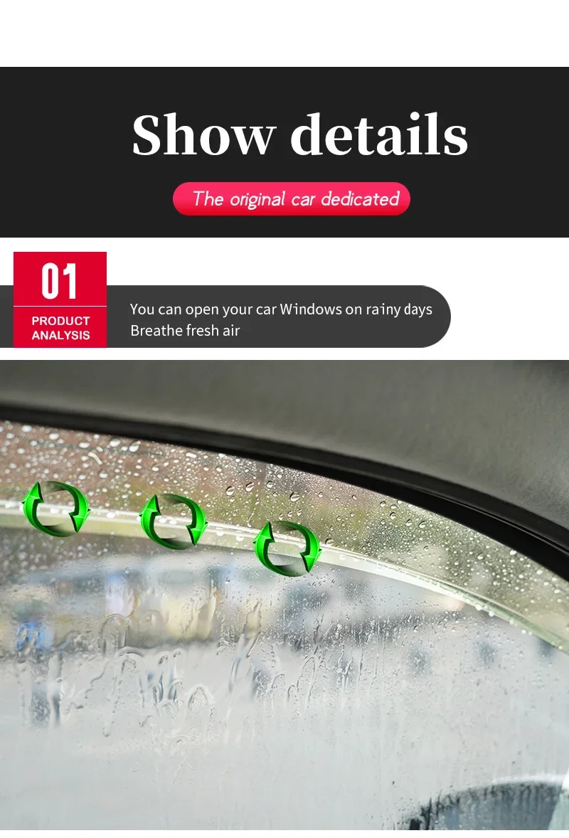 MG MG3 2011- Window Visor DOOR VISOR Sedan Window Weathershield Exterior Trim Stainless Steel Bright Stripe Rain Eyebrow