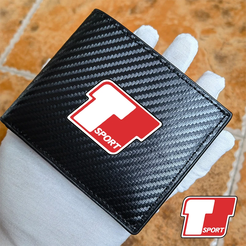 

for T Sport Toyota Corolla yaris Prado Tundra Highlander Venza Camry Prius Tacoma car carbon fiber leather wallet Card package