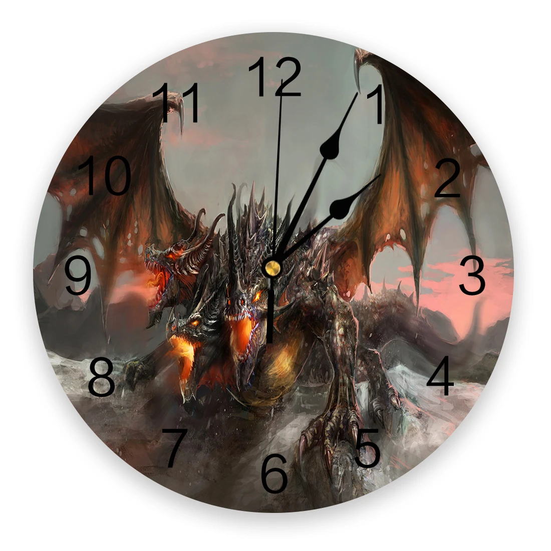 Three Headed Western Dragon Wall Clock Modern Design Living Room Decoration  Kitchen Clock Mute Wall Watch Home Interior Decor|Wall Clocks| - AliExpress