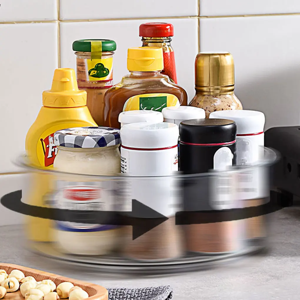 Rotating Kitchen Seasoning Organizer Holder Acrylic Cabinet Rotating Spice Rack Spinning Organizer Rotating Turntable Organizer 3