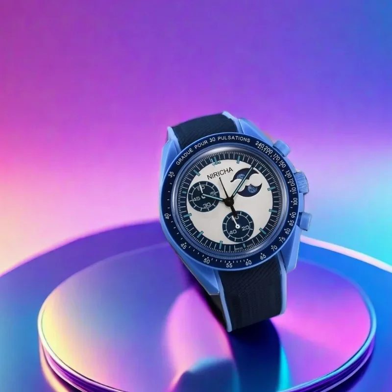 Men's 6-Hand Sports Quartz Watch-Super Bright LED Luminous Waterproof Wristwatch, Trendy Rubber Strap Outdoor Watch-Hot