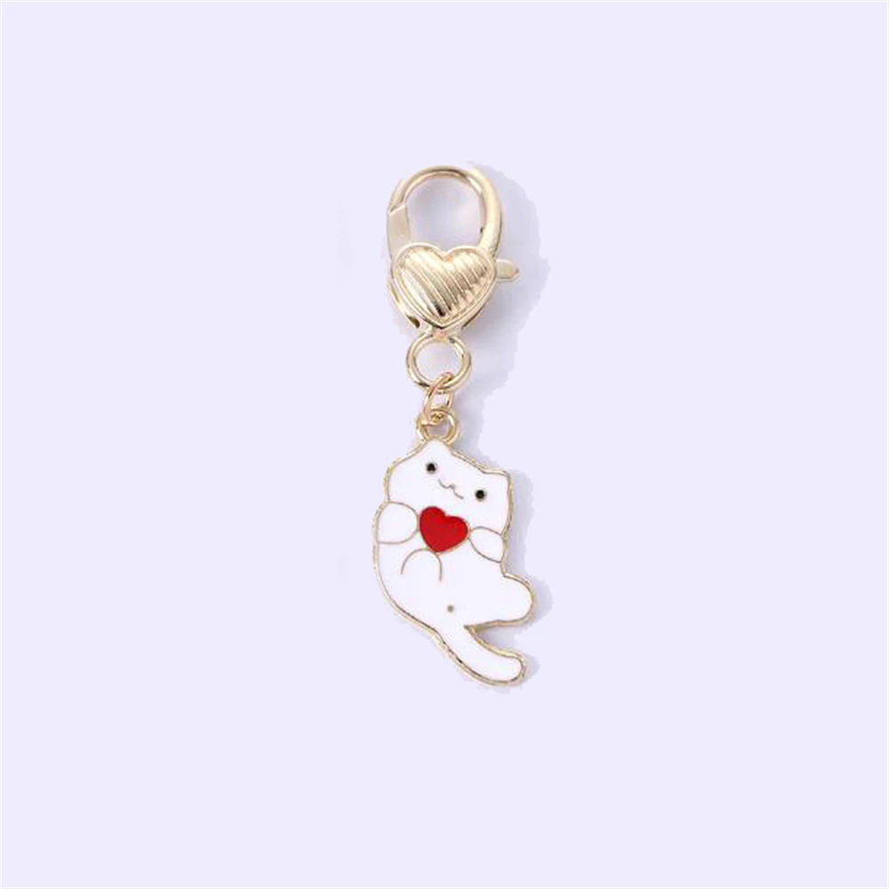 Portachiavi Gatto Bianco Kawaii Con Cuore - Decorazione Auto Y2K, Ciondolo Per Donne E Ragazze, Regalo Per Amanti Dei Gatti