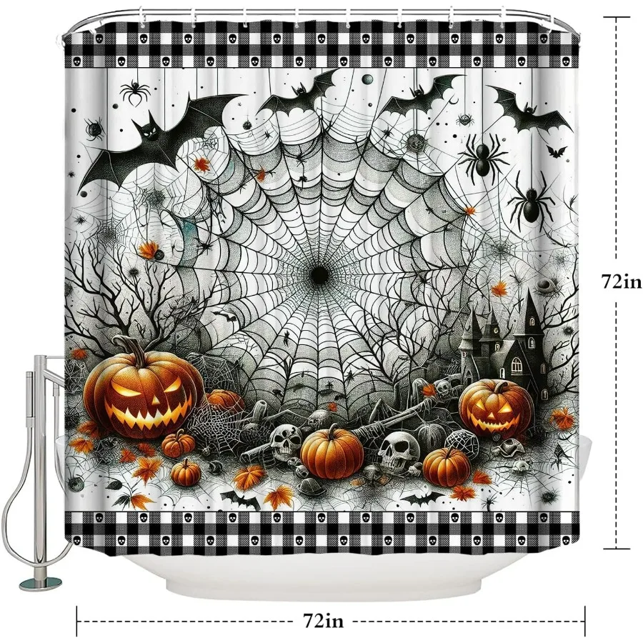 Vintage Halloween Spider Web Shower Curtain