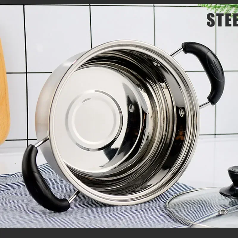 Stainless Steel Saucepan Non-stick Glass Cover Cookware For Kitchen Cooking Pots Induction Cooker