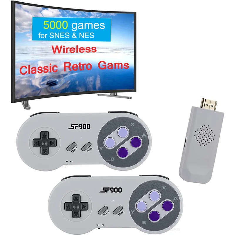 Sf900 Retro Game Mini Game Stick Costruito In 5000 Giochi Console Per Videogiochi Per Super Nintendo Snes Nes 2.4G Gamepad Wireless Gaming