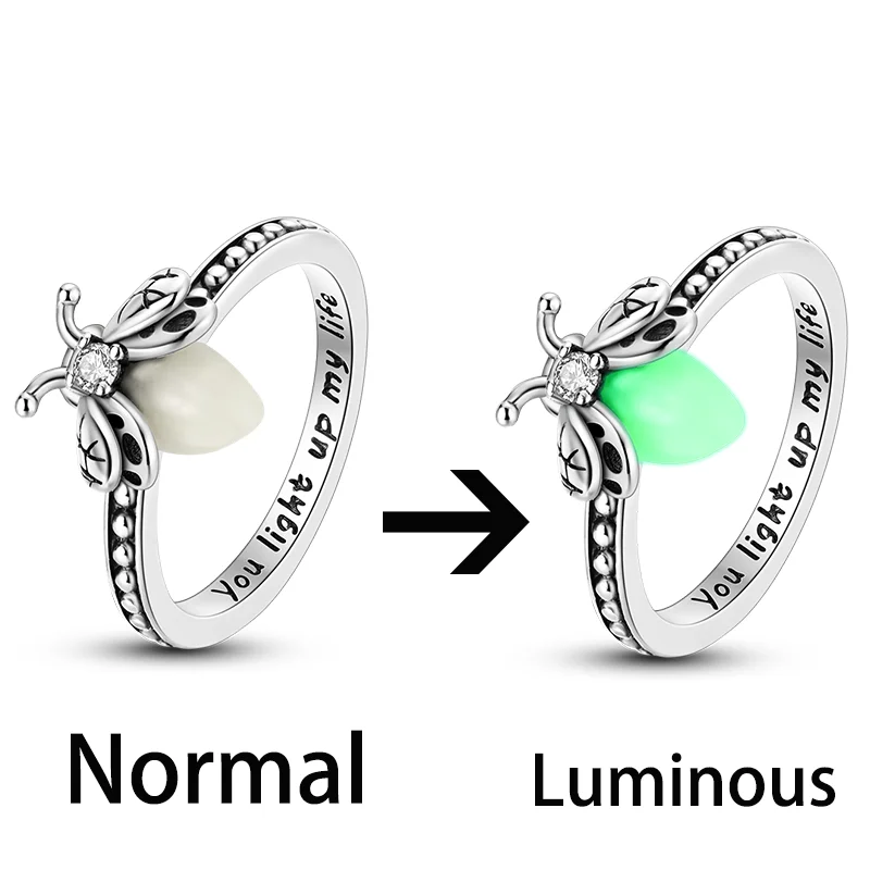 Original Ringe aus 925er Sterlingsilber, leuchtende Glühwürmchen-Zirkon-Ringe für Frauen und Mädchen, Schmuck, Geburtstag, Jahrestag, Geschenke