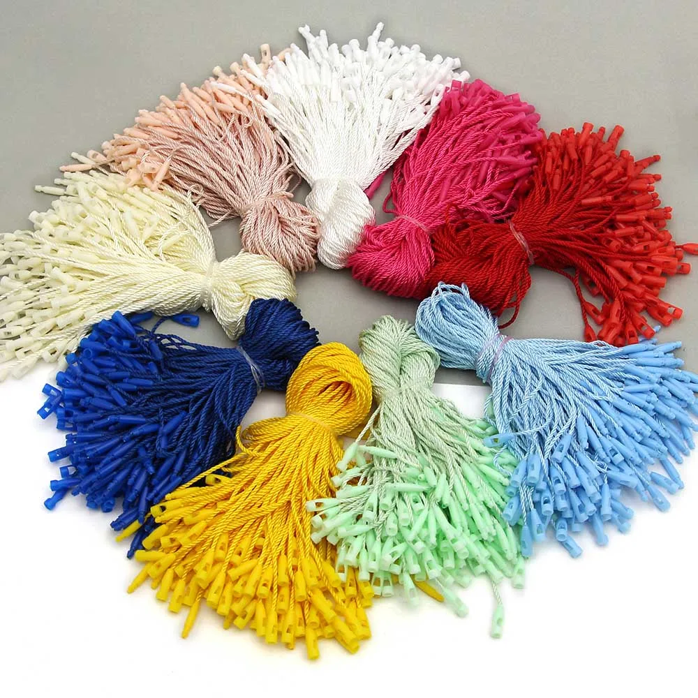 Polyester Tags Clothes Labels Rope String Cord Plastic Colorful Handmade Hang Tag for Hats Garment Accessories 100pcs