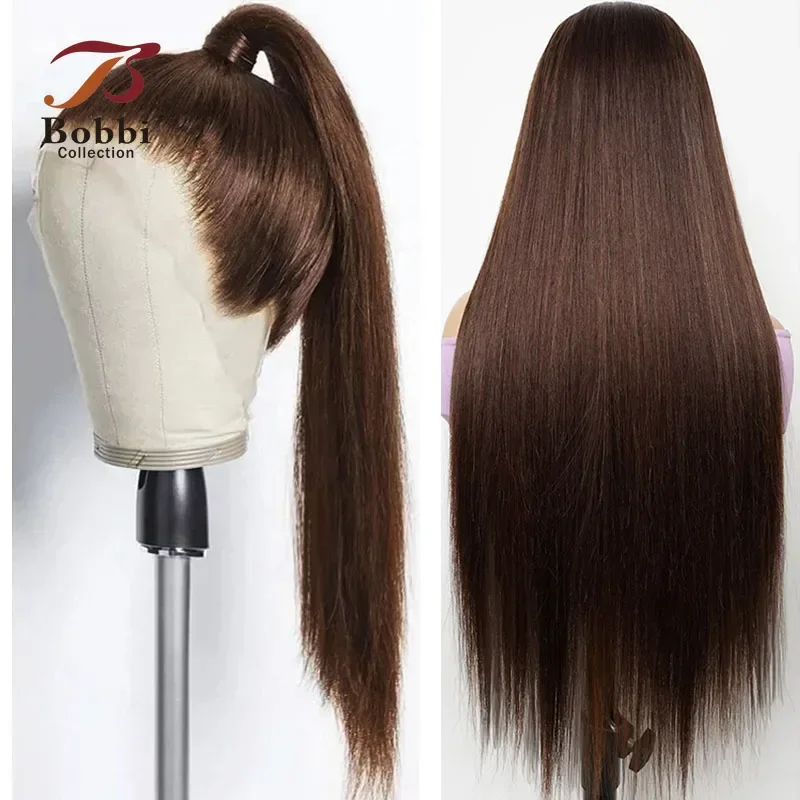 360 Lace Frontal Wigs Brown Human Hair Wig for Women Pre Plucked Transparent Lace Wig Straight Bobbi