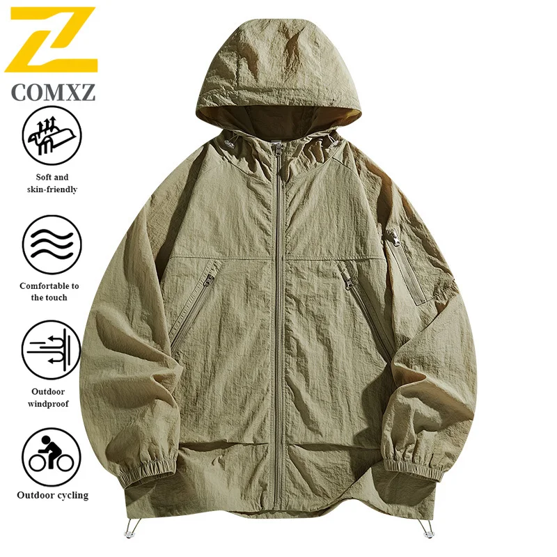 Men's Summer Ice Silk UV Protection Jacket UPF50+ Lightweight Outdoor Skin Coat Quick-Dry for Hiking Trekking Fishing Sports