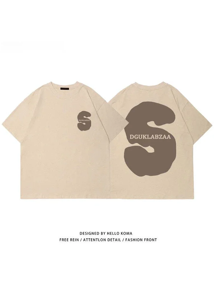 thumbnail image 1 of Camisetas de manga corta de algodón de gran tamaño de verano para hombre, camisetas casuales de hip hop con letras estampadas, ropa de calle Y2K, camiseta de moda para hombre, 1 of 5