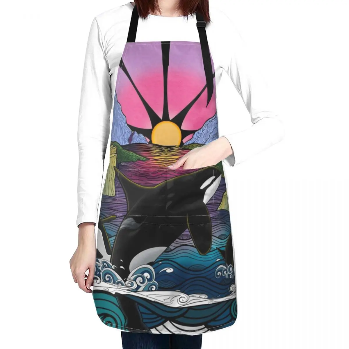 

Orcas in Alaska Apron Kitchen Tools Waterproof Apron