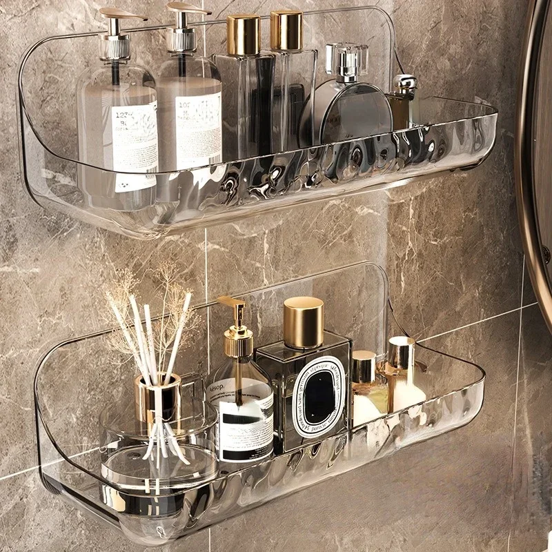 Washstand Cosmetics Storage Rack Acryli Shower Storage Rack Bathroom Shelf No Drill Organizer Wall Mounted Toilet Shampoo Holder bathtub storage rack