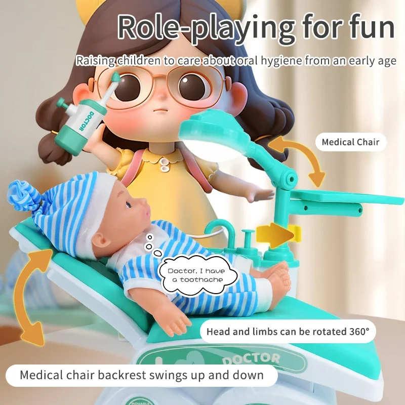 Dentist Play Set, 28 Pcs Doctor Kit for Toddlers 3-5 Years Old Pretend Dentist Play Toys Kit with Dental Chair & Dental Tools