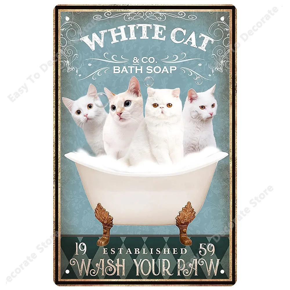 

New Tin Sign, Funny Cat It's Wash Your Paws Wall Art Decor, Retro Vintage Kitchen Bedroom Bar Cafe Living Room Wall Decor Sign