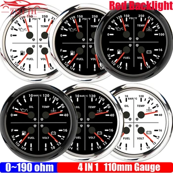 4-in-1 LED Car Marine Gauge 110mm 1