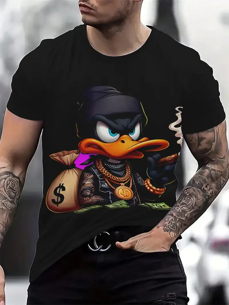 Heren T-shirt Street Zomer Casual Korte Mouw Cartoon Print Grappige