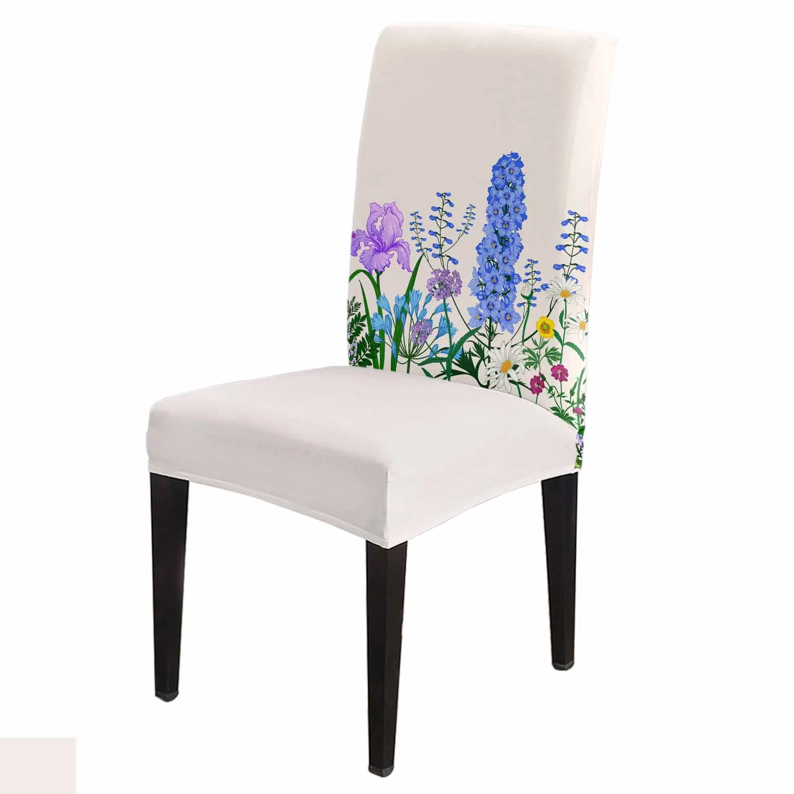 

Spring Plants Flowers Herbs Chair Cover Set Kitchen Stretch Spandex Seat Slipcover Home Decor Dining Room Seat Cover