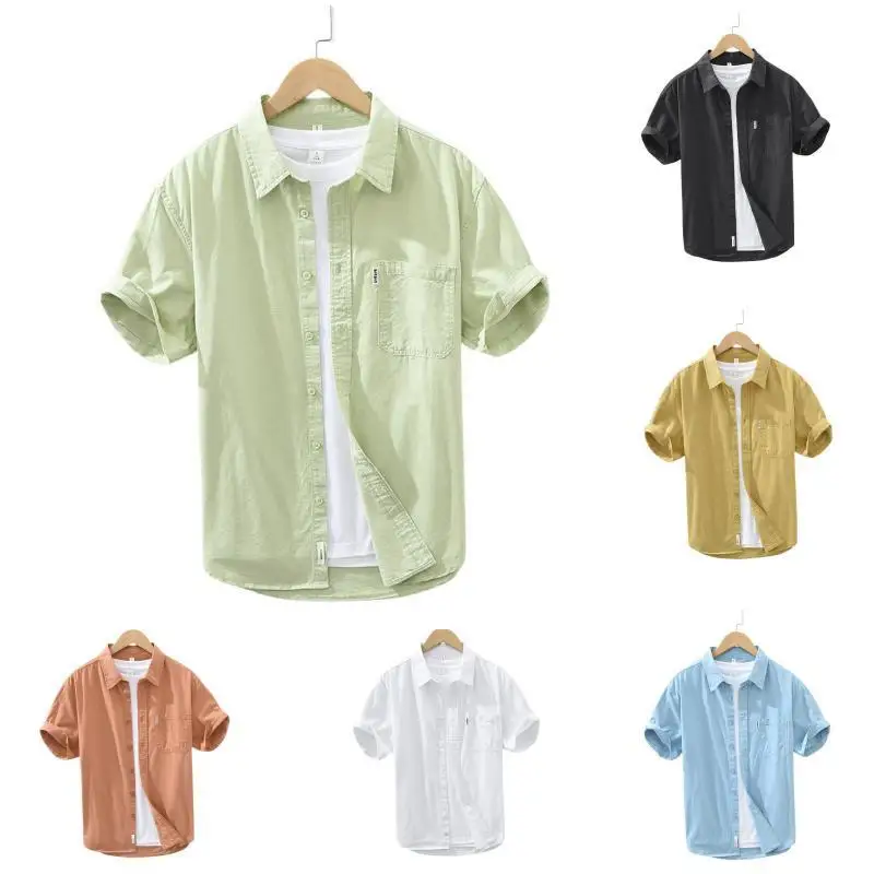 Summer New Men's Cotton 100% Shirts For Hawaii Beach Luxury Solid Color Short Sleeve Top Street Super Large Fashion Clothing unilook 8mp colorvu ip camera full color poe turret super colorvu built in microphone audio security night vision camera h 265