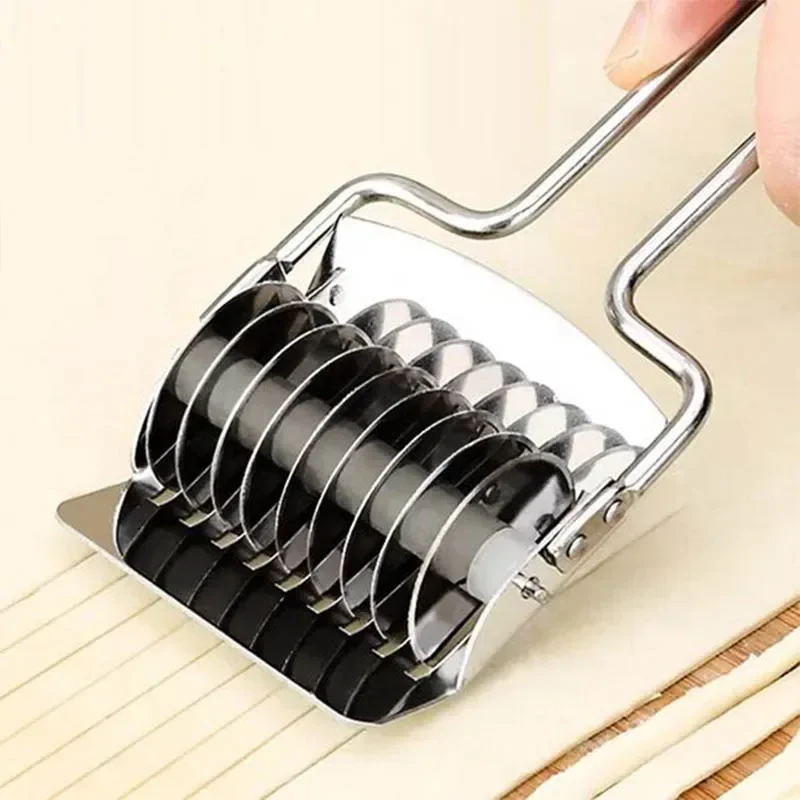 Manual Stainless Steel Noodle Shallot Garlic Cut Roller Cutter Kitchen Practical Helper Tool Dough Cutting Maker