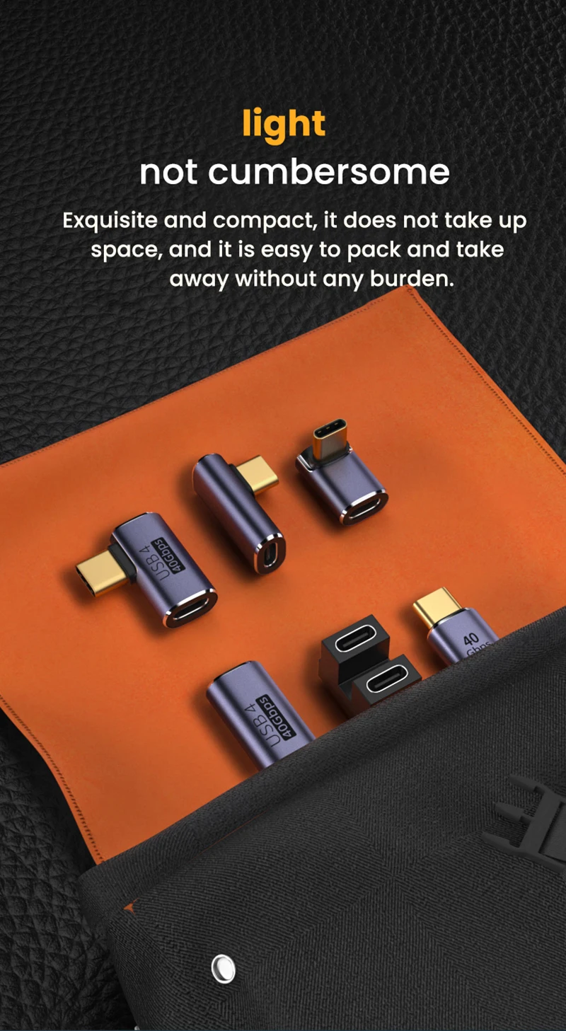 USB 4.0 PD 100W 8K 60Hz Charger Connector for Macbook 40Gbps High Speed USB C OTG U-Shape Straight Angle Male to Female Adapter